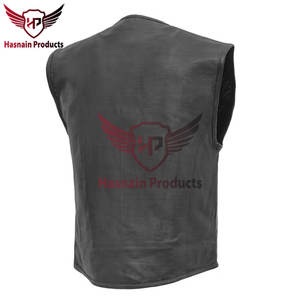 Chaleco de moto para hombre de piel de vaca auténtica 100% personalizado, transpirable, informal, con cremallera diagonal, diseño de solapa para motociclistas de invierno - Product Image 2