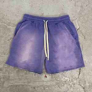 Innovation Mens Acid Wash Shorts Cordones de cintura ajustables con puntas de goma Bolsillos laterales espaciosos Vintage Acid Wash Shorts - Product Image 3
