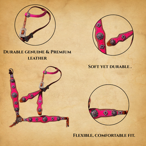 Arnés de Cuero Occidental de Diseño |   Hebillas de diamantes de imitación para cabezales de caballo |   Conjunto de Armadura a Juego |   Fabricante y Exportador de la India 2026 - Product Image 4