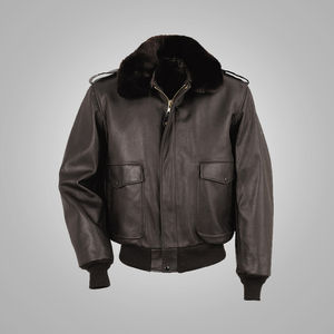 Chaqueta Bomber de Cuero Hecha a Medida con Cuello Alto de Lona y Logotipo Frontal - Chaqueta Casual de Invierno para Hombre de Alta Calidad en Tallas Grandes - Product Image 1