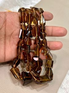 Cuentas de Tumbe facetadas de piedras preciosas de cuarzo de cerveza marrón Natural de alta calidad para la fabricación de collares - Product Image 4