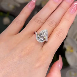 8x12มม. ลูกแพร์ตัด CZ รัศมีแหวนหมั้นแหวนไมโครปู925ชุบทองเครื่องประดับเจ้าสาวขายส่ง - Product Image 5