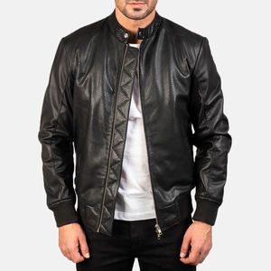 Veste en cuir Vêtement d'extérieur en cuir véritable Mode d'hiver Artisanat de qualité supérieure Construction durable Texture lisse Col montant - Product Image 1