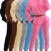 Conjunto Deportivo de 2 Piezas para Mujer, Sudadera Corta con Capucha, Estilo Informal, para Invierno, con Logotipo Personalizado, Ajuste Regular, Ropa de Gimnasio