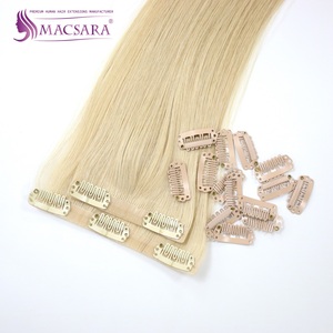 Prix de gros Perruques à cuticule alignée avec clip sans couture de haute qualité Extensions de cheveux humains vietnamiens cheveux lisses et soyeux - Product Image 5