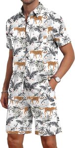 Summer <b>Men's</b> 3D Pattern 2-Piece Short Sleeve <b>Beach</b> Jogging Suit T-<b>Shirt</b> Shorts Set 100% Cotton Quick Dry - Product Image 4