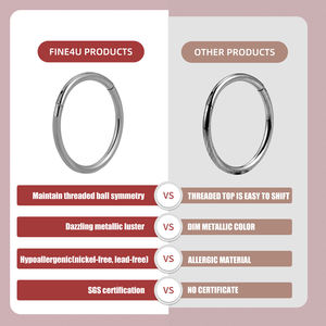 Anel Clicker Segmentado para Septo 1.2mm 1.0mm Joia de Titânio Aço Perfuração Septo Anel de Nariz Colorido para Mulheres - Product Image 5