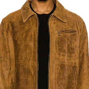 Hombres venta al por mayor 2025 cierre de cremallera frontal pecho cremallera bolsillo chaqueta botón duradero barril puños sin forro chaqueta áspera para hombres - Product Image 3