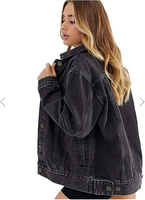 Veste en jean pour femmes OEM CUSTOM, coupe décontractée et surdimensionnée, design élégant d'un attrape-rêves, veste noire colorée tendance