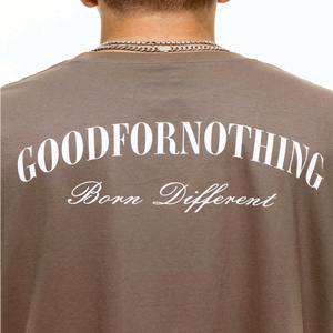 Camiseta de talla grande 100% algodón para hombre, camiseta de lujo con hombros caídos y cuello falso, camiseta en blanco - Product Image 5