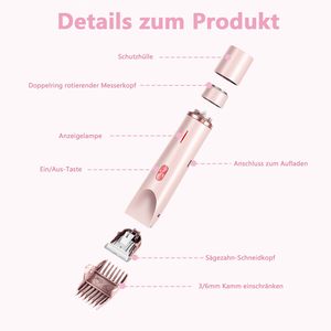 Afeitadora Íntima 2 en 1 con Pantalla LED, Recargable por USB, Resistente al Agua IPX7, para Mujer, con Doble Cuchilla y Cabezal Redondo Plano, para Uso en Autocaravanas - Product Image 2