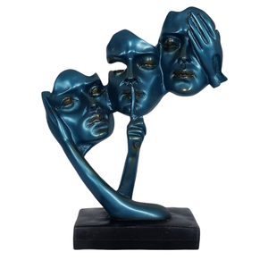 Masque moderne et élégant Sculpture de visage Art abstrait Ornement de méditation en aluminium pour décoration de table à la maison Matériau métallique - Product Image 4