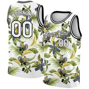 SIBRIN, camisetas de baloncesto bordadas sublimadas con palmeras de alta calidad, jersey de malla de poliéster de punto acanalado con cuello personalizado hecho en fábrica - Product Image 1