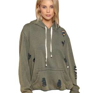 Sweat à capuche personnalisé pour femmes surdimensionné vintage respirant Streetwear 100% coton longue longueur pour l'hiver - Product Image 3