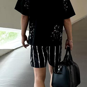 Pantalones cortos informales de verano para correr para hombre, pantalones deportivos de gimnasio con cordón de patrón de onda de Color sólido, transpirables y de talla grande, secado rápido - Product Image 2