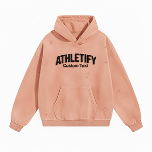 Sudadera con Capucha para Hombre, con Logotipo Frontal, Detalles Desgastados, Mezcla de Algodón, Corte Holgado, Transpirable, para Invierno, Estilo Casual y Cómodo - Product Image 1