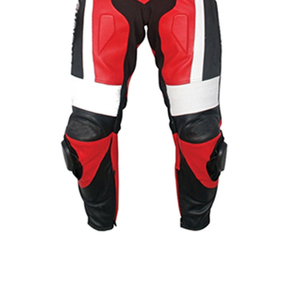 Hike Impex Men's <b>Red</b> Black Leather Motorcycle Racing <b>Suit</b> Full Sleeve Waterproof All Seasons Protective Gear Front Logo - Product Image 2