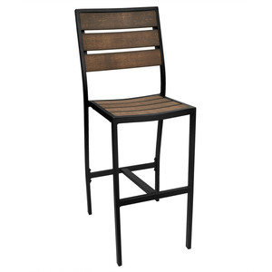 Ngoài trời thương mại nhôm cổ nhựa gỗ bên thanh Chiều cao Ghế Nhà Hàng Stackable ghế gỗ bền barstool - Product Image 1
