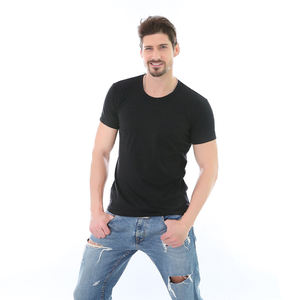 <b>Viscose</b> Cotton Short Sleeve Slim Fit Oem logo Custom Design Plain Blank T-<b>shirt</b> for <b>men</b> - Product Image 2