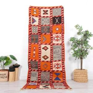 พรมโมร็อกโกแท้ ทำมือจากขนสัตว์ ลายเบอร์เบอร์แบบดั้งเดิม สไตล์วินเทจและโมเดิร์น สำหรับตกแต่งบ้าน - Product Image 1
