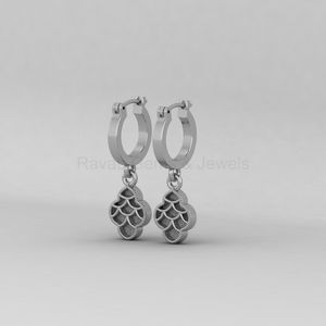 Pendientes Colgantes de Plata de Ley 925 Chapados en Oro de 14K con Escamas de Pescado y Relleno de Resina para Guardar Cenizas o Leche Materna - Product Image 2