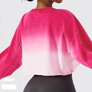 Custom High Quality Crewneck Sublimation Cotton Casual Knitted Crop <b>Top</b> Pullover Lightweight V-Neck Breathable StylishSweatshirt - Product Image 2