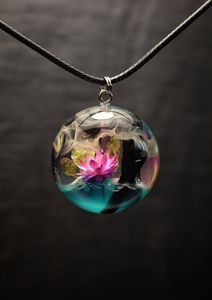 Agujas de resina completas de color Agujas brillantes hechas a mano creativas en collar luminoso de resina de nubes de cielo azul oscuro único para Wome - Product Image 5