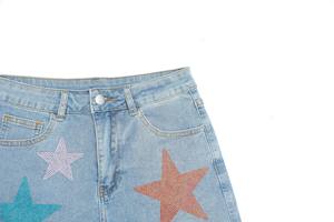 Dernier design Hot Seller Fashion Cut up Jeans Hot Stamping Vintage pour femmes Denim Shorts Skinny Casual Style - Product Image 5