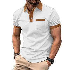 Plus Size Men's Knitted Printed Polyester/Cotton Fleece Short Sleeve Button-Up Shirts Trendy Casual Breathable - Product Image 3