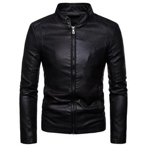 Ropa de calle de color sólido Chaqueta de manga de cuero para hombre Chaqueta de cuero transpirable Chaqueta de cuero cálida de invierno para hombres - Product Image 5