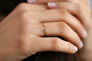 CDJ Baguette Cut Lab Grown Diamond Último diseño Minimalista Ajustable Anillo abierto Mejor precio al por mayor Joyería de boda para mujeres - Product Image 6