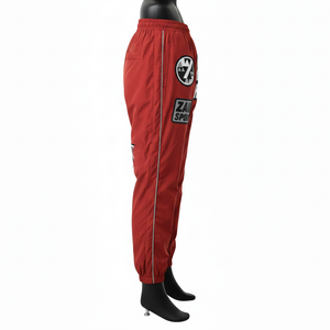 Pantalones Cortavientos para Mujer, Ligeros, Tejido de Poliéster, Diseño de Panel Lateral Rojo, Logotipo Personalizado con Transferencia de Calor - Product Image 3