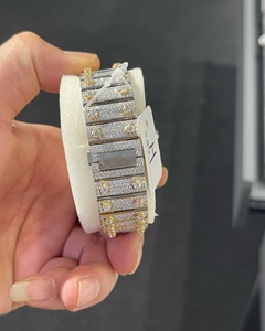 Reloj de diamantes Real VVS Moissanite, caja de oro amarillo de 5mm de espesor completo para hielo, cuarzo automático mejorado, acero inoxidable antiguo - Product Image 5