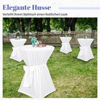 Housse de table de cocktail blanche extensible en polyester avec nœud papillon, jupe de table ronde haute pour mariage, bar, banquet, fournitures de fête - Vente en gros