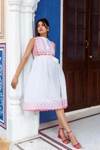 Trendy Sleeveless Cotton Summer <b>Dress</b> for Women <b>Indian</b> Block <b>Printed</b> Personalized Wedding Gift ODM Front Placement for Club - Product Image 2