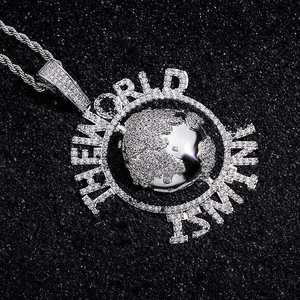 The <b>World</b> Is Yours Iced Out 25 Carat Moissanite Gold Plated Sterling Silver Cute <b>Globe</b> Pendant Men's Jewelry - Product Image 5