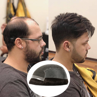 Prothèse capillaire pré-stylisée pour hommes, système de remplacement capillaire, perruque en dentelle transparente, unité capillaire pour hommes à base de peau fine, perruques pour hommes