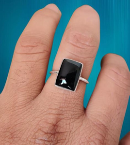 Wholesale Price 925 Sterling Silver Natural <b>Black</b> <b>Onyx</b> Rectangle Handmade Gemstone Jewelry Fine Jewelry - Product Image 1