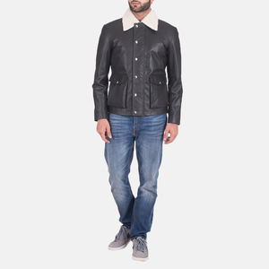 Vestes en cuir tendance, style moto pour hommes, cuir véritable doux de qualité supérieure, vêtements d'extérieur confortables et durables, devant - Product Image 6