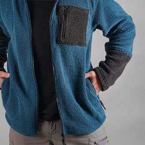 Veste en polaire Sherpa à manches longues enduite de camouflage pour hommes, avec logo personnalisé et couleur unie à vendre, au printemps, au prix de gros - Product Image 3