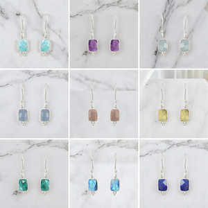 925 Sterling Silver Chocolate <b>Moonstone</b> Gemstone Rectangle Bezel Drop <b>Earrings</b> Jewelry - Wholesale Handmade Jewelry - Product Image 2