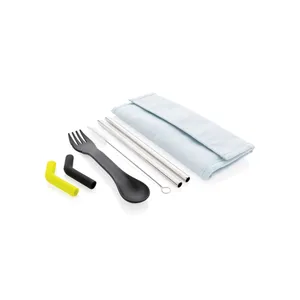 Ensemble d'ustensiles de camping écologiques Tierra, pailles et porte-couverts - Product Image 3