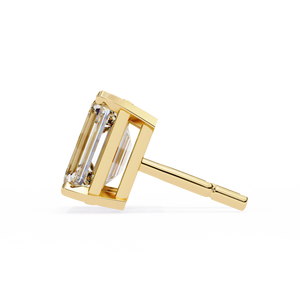 18K Gold <b>Stud</b> Earrings with <b>Emerald</b> Cut Lab-Grown Diamond Beautiful Geometric Design in Yellow Rose or White Gold - Product Image 2