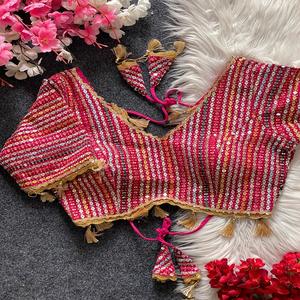 Vente chaude Belle Dressing Fancy Outfit Heavy Fox Georgette Blouse Avec Multy Sequence Work Fournisseur et exportateur indiens - Product Image 1