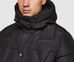 Venta al por mayor ropa de calle con capucha diseño personalizado chaqueta acolchada bordada OEM cierre de cremallera a prueba de viento logotipo frontal pesado - Product Image 5