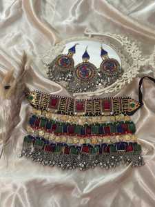 Juego de ropa tradicional afgana de 6 piezas hecho a mano de diseñador profesional, anillos, Gargantilla, pendientes, Bindi Tikka, regalos de acero inoxidable - Product Image 4
