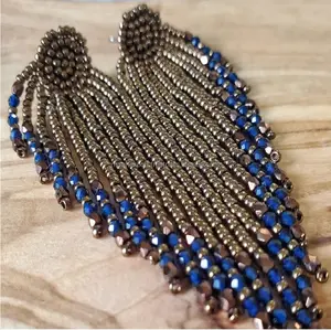 Vente en gros de boucles d'oreilles en perles bleu marine ombrées d'Inde de qualité supérieure nouveau meilleur design par RF Crafts pour les fêtes de mariage chrétiennes - Product Image 1