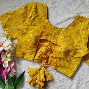 À la mode Attrayant Fantaisie Designer Outfit Vente Chaude Dernière Georgette Lourde Chemisier Avec Séquence Travail Fournisseur De L'Inde - Product Image 5