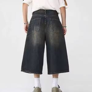 Retournement rapide hommes Denim court dernier style respirant vente chaude anti-rides durable trucs Denim court Unique couleur noire - Product Image 2