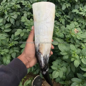 Corne à boire en buffle authentique, véritable, sculptée à la main, inspirée de la culture nordique médiévale des Vikings, précision 3D, 100% faite à la main, Valhalla Skoll - Product Image 4